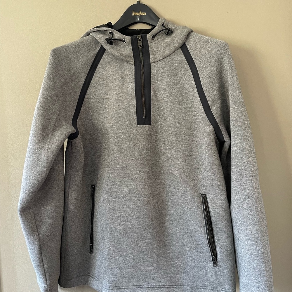 Banana Republic Men’s Scuba Quarter Zip Hooded Sweatshirt.